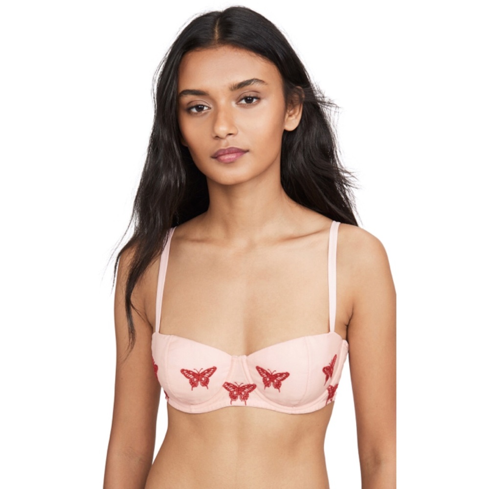 Fleur Du Mal butterfly embroidered balconette bra - Picture 2 of 7